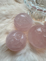 Rose Quartz Smiling Moon/Sun Face