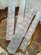 Selenite - Flower Of Life Engraved Sticks