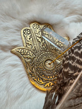 Hamsa Hand Brass Incense Holder