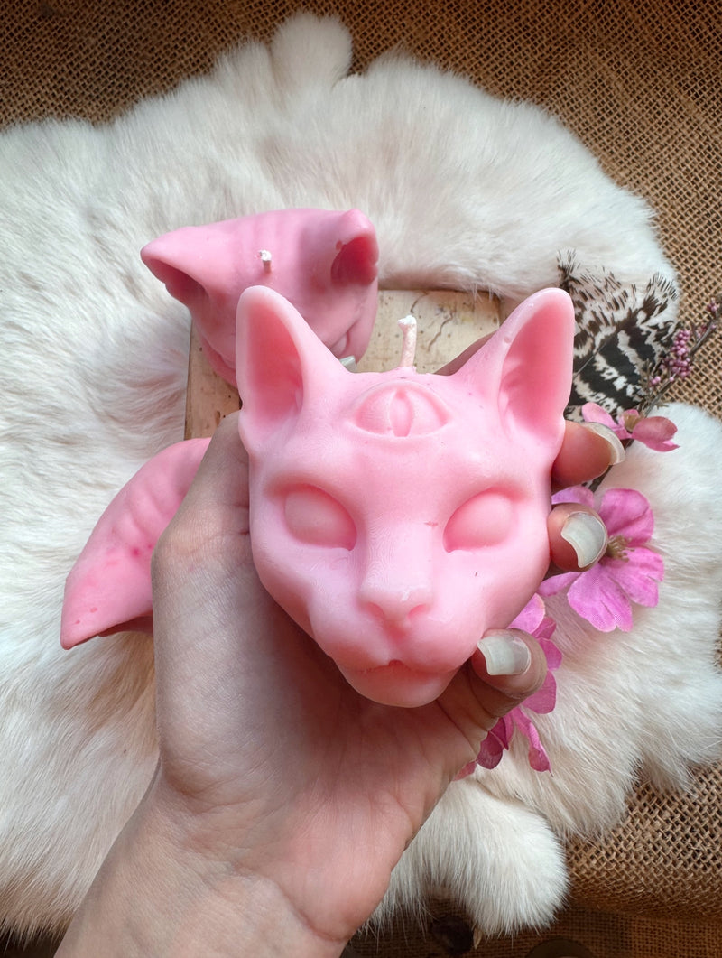 Third Eye Cat Candle - Pink